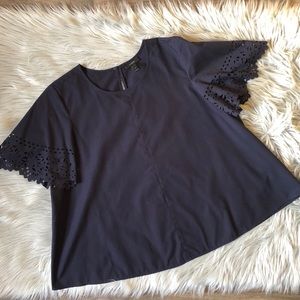 JCrew Swing Top w/ Laser Cut Floral Detail Sleeves